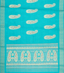 Turquoise Printed Synthetic Dola Silk Saree With Zari Stripes & Border-SY0394