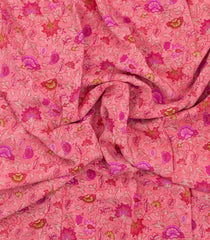 Peach Printed Crepe Silk Saree With Floral Motifs-PS0922