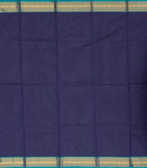 Navy Blue Woven Chettinad Cotton Saree With Buttas & Contrast Border-CN1805