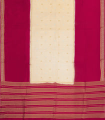 Cream Woven Blended Viscose Saree With Zari Buttas-BL5627