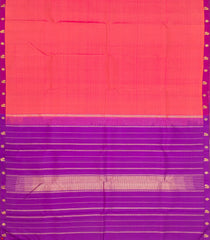 Peach Handloom Kanchipuram Silk Saree With Purple Border-KA13233