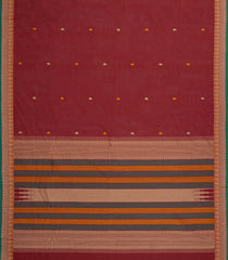 Crimson Handloom Kanchi Cotton Saree With Mango Buttas-KC1733