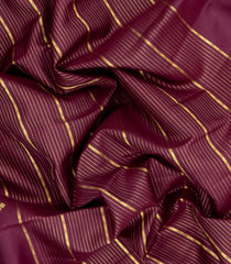 Dark Maroon Handloom Kanchipuram Silk Saree With Zari Stripes & Buttas-KA16371