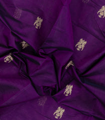 Purple Handloom Silk Cotton Saree With Buttas-SC4330
