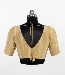 Gold Metallic Tissue V-Neck Blouse-RB5270