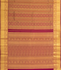 Maroon Handloom Kanchipuram Silk Saree With Meena Floral Motifs-KA14782