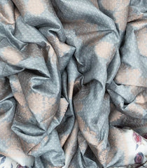 Grey Woven Art Dola Silk Saree With Printed Floral Motifs-BL3745
