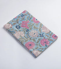 Light Blue 9 X 6 Inch Bagru Dabu Block Printed 96 Page Handmade Notebook-ACS1005