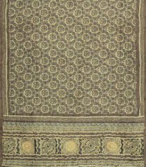 Dark Olive Printed Art Dupion Saree With Floral Motifs-BL6136