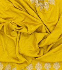 Yellow Woven Art Georgette Saree With Embroidered Floral Motifs-BL4965