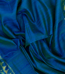 Blue Handloom Rajkot Patola Dupion Silk Saree With Ikat Motifs-IK0443