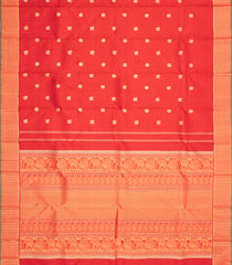 Red Handloom Kanchipuram Silk Saree With Annam Buttas-KA15691
