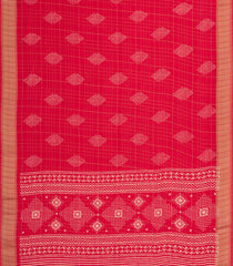 Red Woven Synthetic Chiffon Saree With Printed DIamond Motifs-BL4911