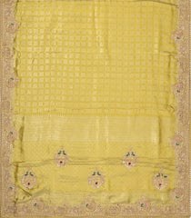 Lemon Yellow Handloom Pure Silk Saree With Woven & Hand Embroidered Motifs-EN1801
