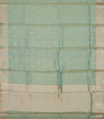 Aquamarine Handloom Banarasi Tissue Silk Saree With Floral Motifs-BE1580