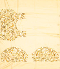 Cream Woven Blended Dupion Saree With Embroidered Floral Motifs-BL3840
