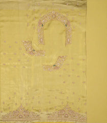 Lemon Yellow Handloom Pure Silk Saree With Woven & Hand Embroidered Motifs-EN1801