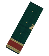 Bottle Green Handloom Kanchi Cotton Saree With Raindrop Buttas-KC1582