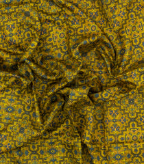 Mustard Printed Pure Silk Saree With Floral Motifs-PS0835