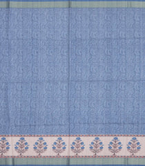 Steel Blue Printed Synthetic Tussar Silk Saree With Zari Border-SY0021