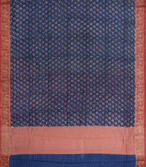 Blue Printed Chanderi Cotton Saree With Zari Border-CC1570