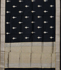 Black Handloom Banarasi Silk Saree With Floral Buttas