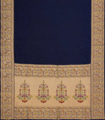 Midnight Blue Woven Art Dupion Saree With Meena Floral Border-BL5922