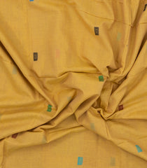 Mustard Handloom Bengal Cotton Saree With Meena Buttas-BG1610