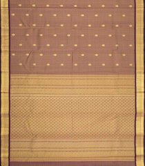 Dark Burgundy Handloom Kanchipuram Silk Saree With Zari Checks-KA16302