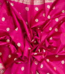 Hot Pink Woven Dupion Silk Saree With Floral Buttas-DS0526