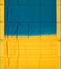 Peacock Blue Handloom Korvai Silk Cotton Saree With Contrast Border-SC3709