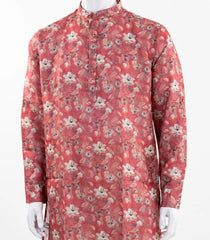 Dark Pink Mid Length Kurta with floral print -EW1094