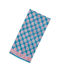 Sky Blue Printed Jaipur Cotton Saree With Floral Motifs-JC1886