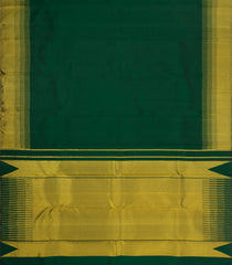 Dark Green Handloom Kanchipuram Silk Saree With Combtooth Border-KA16183