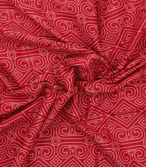 Red Printed Jaipur Cotton Saree With Printed Floral Motifs-JC1761