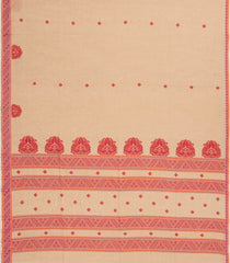 Sandal Handloom Bengal Cotton Saree With Floral Buttas-BG1673