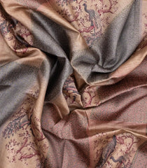 Light Peach Woven Synthetic Dola Silk Saree With Woven & Printed Floral Motifs