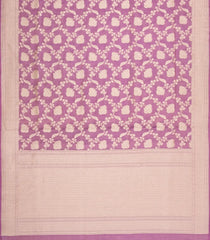 Dusty Pink Handloon Banarasi Silk Saree With Floral Zari Motifs-BE1924
