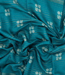 Cyan Printed Synthetics Dola Saree With Zari Stripes-BL5350