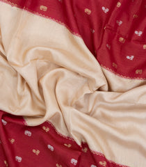 Cream Woven Blended Viscose Saree With Contrast Border -BL5600