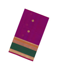 Magenta Handloom Silk Cotton Saree With Buttas & Contrast Border-SC4102