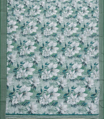 Cardamom Green Printed Synthetic Linen Saree With Floral Motifs-SY0218