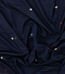 Midnight Blue Handloom Bengal Cotton Saree With Kamalam Buttas-BG1667