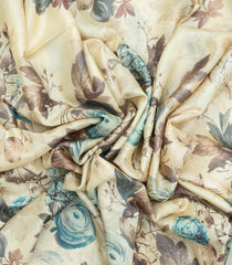 Light Green Handloom Tussar Saree With Printed Floral Motifs-TU3058