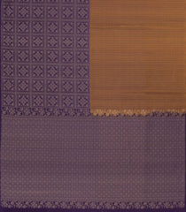 Dark Purple & Beige Handloom Soft Silk Saree With Stripes & Floral Motifs-SO4587