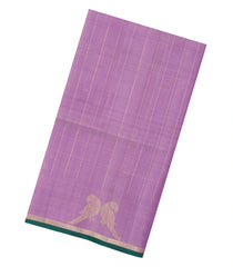 Lilac Handloom Soft Silk Saree With Stripes & Bird Motifs-SO4788