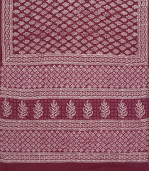 Burgundy Printed Jaipur Cotton Saree With Floral Motifs-JC1621