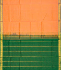 Peach Handloom Silk Cotton Saree With Stripes & Contrast Pallu-SC3667