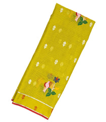 Olive Green Handloom Kota Silk Saree With Meena Bird Motifs-KO1047