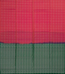Red Handloom Soft Silk Saree With Checks & Contrast Pallu-SO4556